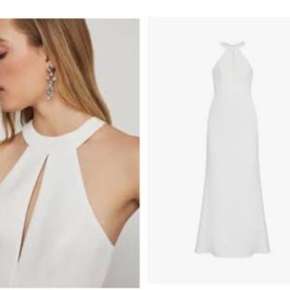BCBG High Neck Gown White 4 NWT - Picture 3 of 6